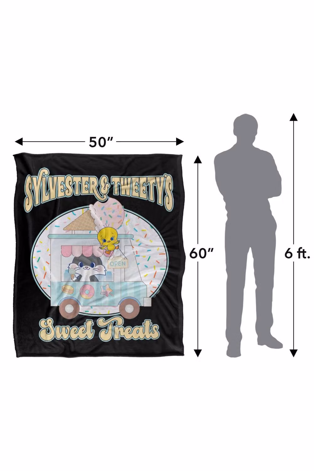 Warner Bros. Looney Tunes Gokko Sylvester and Tweety's Sweet Treats LOGOVISION Super Soft Silky Touch Fleece Throw Blanket, Multicolour, W: 152 cm, D: 127 cm – 8
