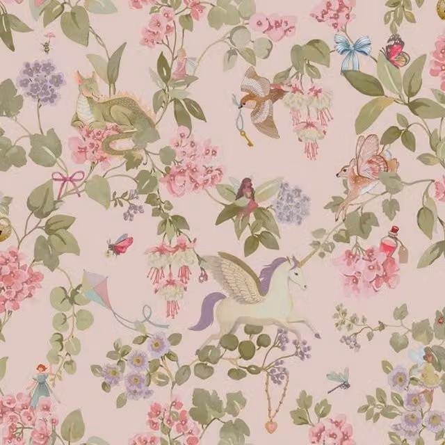 Holden Décor Away With The Fairies Textured Floral Vintage Wallpaper in Pink