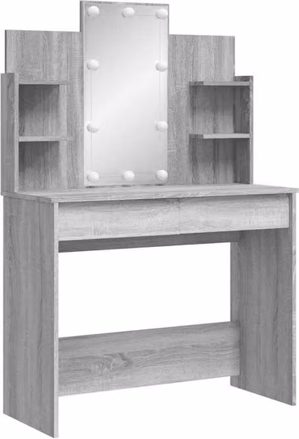 Berkfield Home Beautiful Dressing Table with LED Lights in Grey Sonoma, W/D/H: 96 x 40 x 142 cm – 1