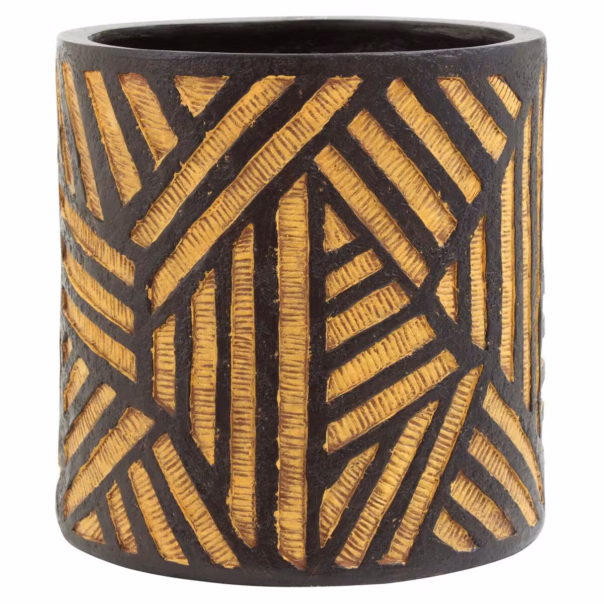 Orsina Darnell Natural and Black Geometric Round Tabletop Planter in Black and Multicolour – 4