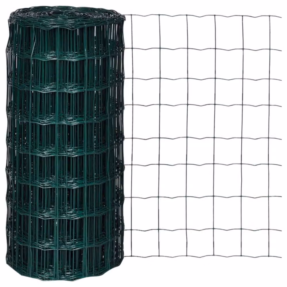 Berkfield Home Beautiful Euro Fence Green PVC-Coated Steel, W: 25 m, H: 0.8 m – 2