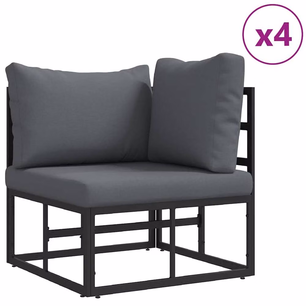 Berkfield Home 10-Piece Modern Garden Sofa Set with Black Powder Coated Aluminium Frame and Weatherproof Cushions – 3