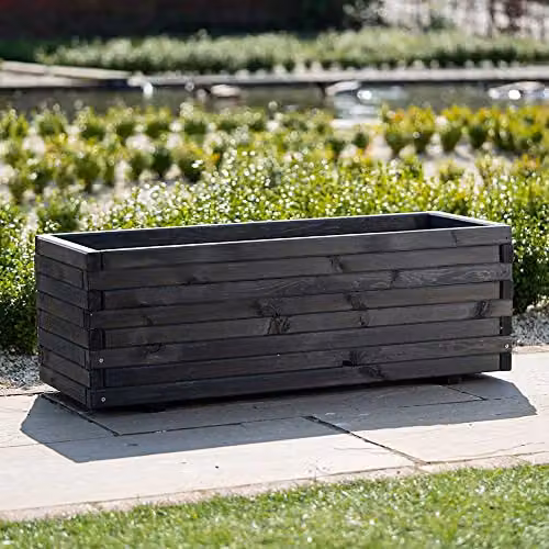 Primrose Grey Wooden Timber Raised Bed Outdoor Trough Planter 120cm – 1