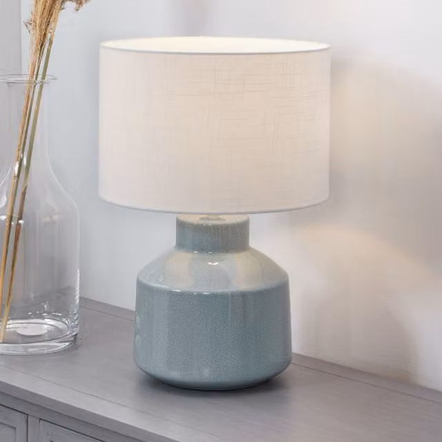Pacific Lifestyle Duck Egg Crackle Effect Ceramic Table Lamp in Blue and White