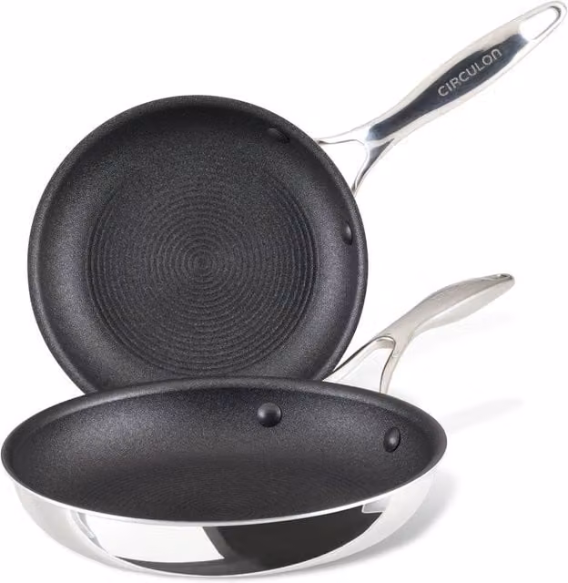 Circulon 2 Piece Silver Stainless Steel Extreme Non Stick Frying Pan Set – 1