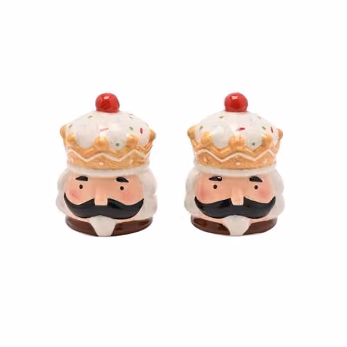 Widdop and Co Santa and Friends Christmas Salt and Pepper Shakers, Multicolour Ceramic Gingerbread Nutcracker Design