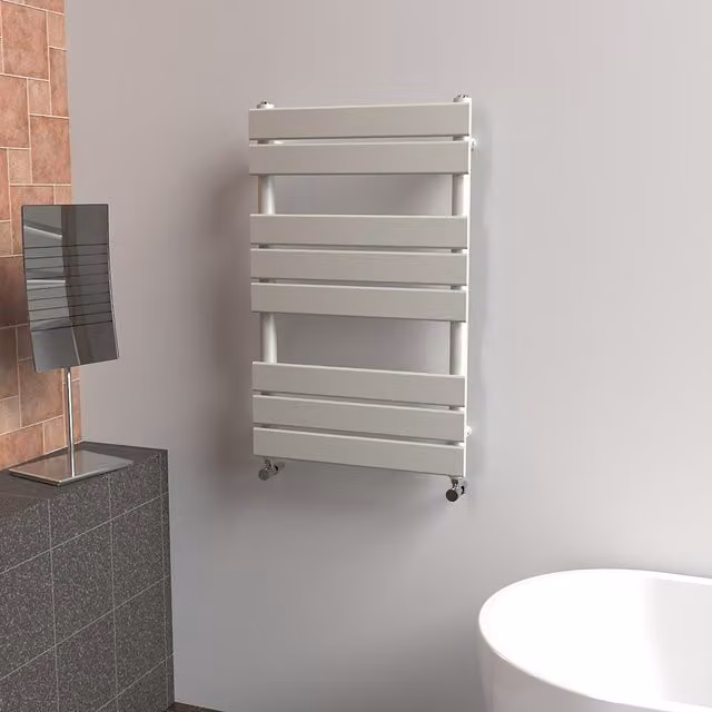 Lux Heat Flat Coloured Towel Radiator in Grey, Wall Mounted Steel