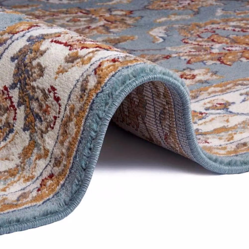 THE RUGS Reni Luxor Oriental Vintage Short Pile Living Room Rug in Duck Egg Blue, W: 120 cm x L: 170 cm – 2