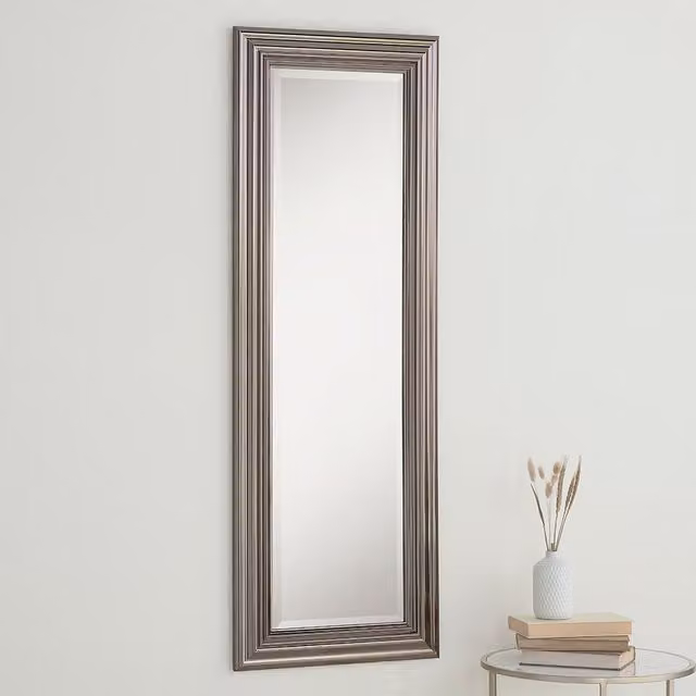 Yearn Modern Geometric Rectangular Wall Mirror in Silver, W: 45 cm, H: 129 cm