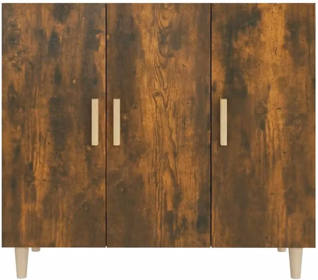 Berkfield Home Smoked Oak Sideboard in Brown, W/D/H: 90 x 34 x 80 cm