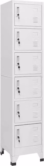 Berkfield Home Modern Metal Locker Cabinet in Light Grey, W/D/H: 38 x 40 x 180 cm