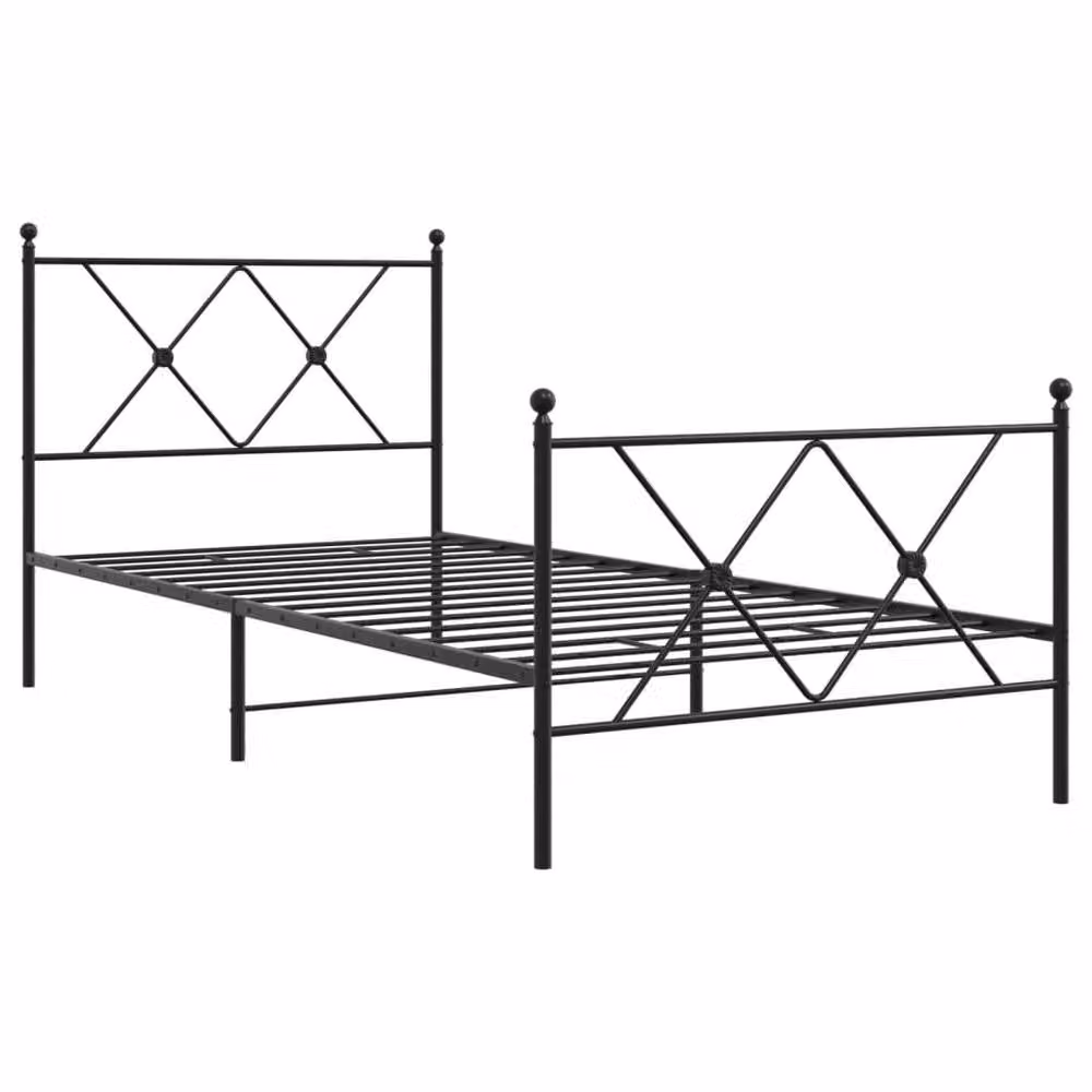 Berkfield Home Metal Bed Frame with Footboard, Black, W/D/H: 90 x 190 cm – 3