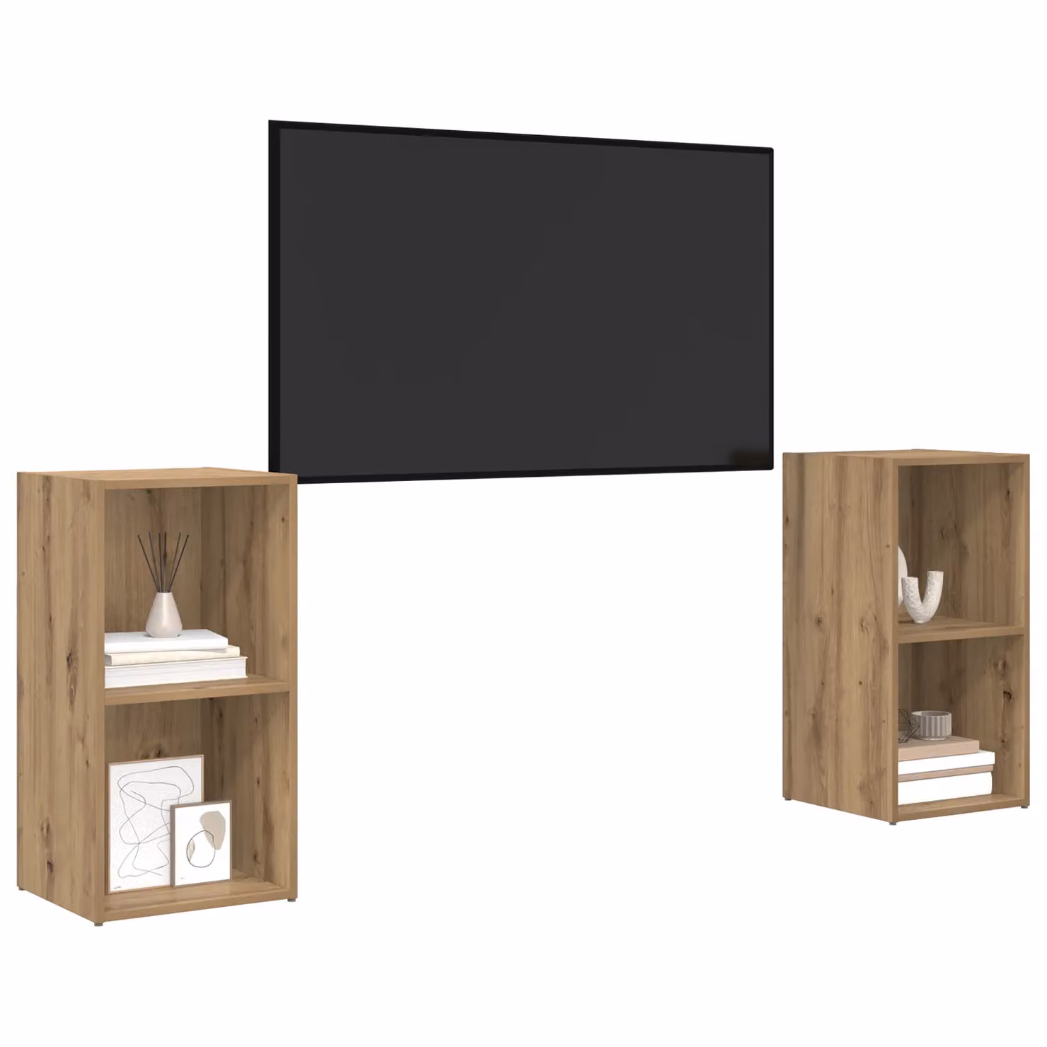 Berkfield Home 2-Piece Artisan Oak Cube Shelving Unit with Adjustable Shelves, Brown, W/D/H: 72 x 35 x 36.5 cm – 3