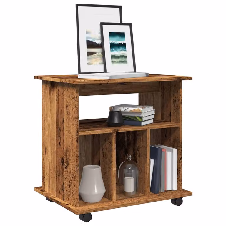 Berkfield Home Rolling Cabinet in Brown Old Wood, W/D/H: 60 x 45 x 60 cm
