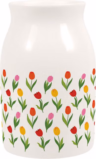 Purely Home Multicoloured Floral Tulip Print Small Porcelain Tabletop Vase
