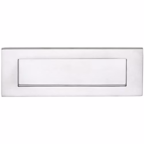 Loops Inward Opening Letterbox Plate in Satin Chrome, W: 27.8 cm, H: 9.5 cm (242 mm Fixing Centres)