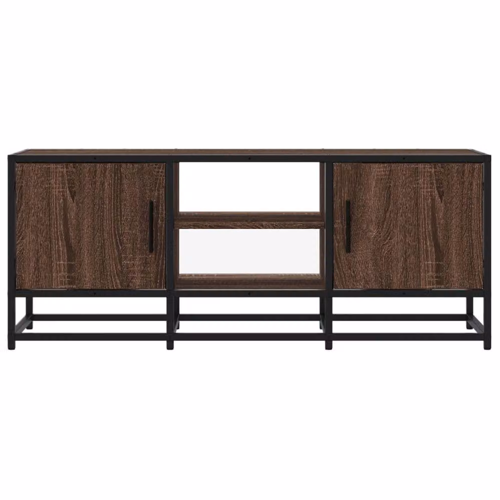 Berkfield Home Industrial TV Cabinet in Brown Oak, W/D/H: 100 x 35 x 41 cm – 4