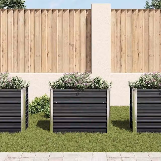 Berkfield Home Garden Anthracite Raised Bed in Galvanised Steel, W/D/H: 100 x 40 x 77 cm – 1