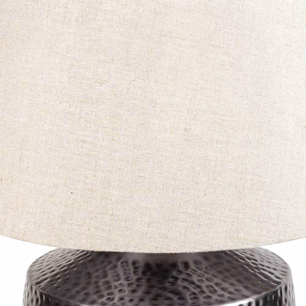 Elm Home And Garden Modern Round Metal Table Lamp in Grey and Silver – 3
