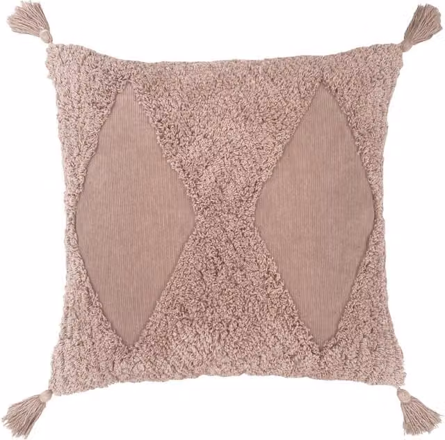 Make it a Home Pink Kantha Tufted Diamond Square Polyester Cushion