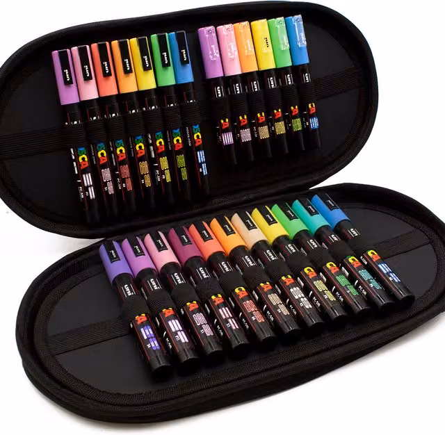 POSCA Pastel Paint Marker Art Pen Set of 24 (PC-5M, PC-3M, PC-1M) in Multicolour