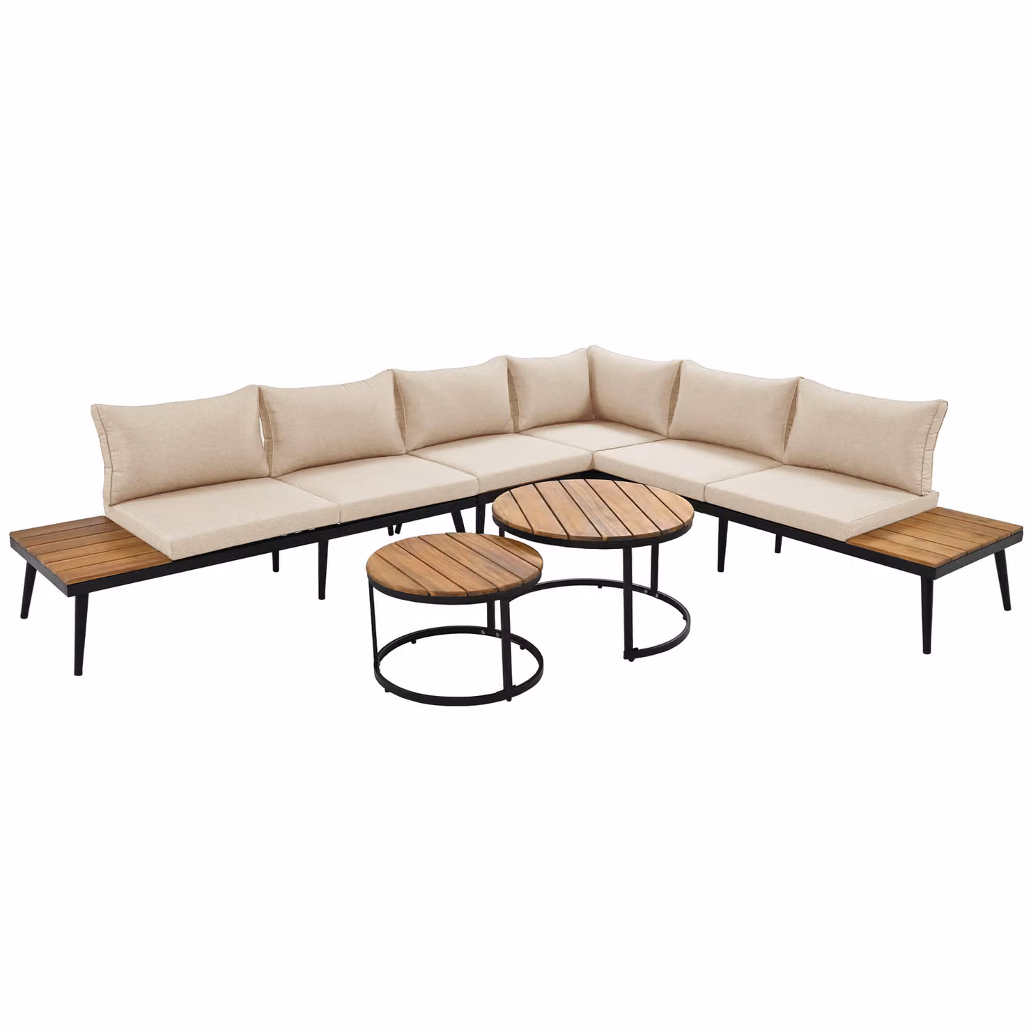 Aosom UK Modular L-Shape Garden Sofa Set in Grey with Washable Removable Cushion Covers, W/D/H: 160 x 64 x 75 cm – 2