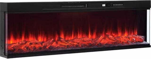 FORGEVIO Black 50 Electric Fireplace with 12 LED, W: 1000 cm, H: 52 cm, D: 52 cm