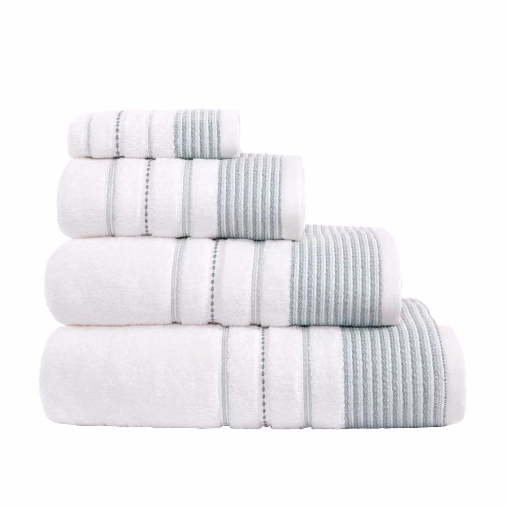 Rapport Home Azure Edge 6 Piece Pure Cotton Striped Towel Set in White – 2