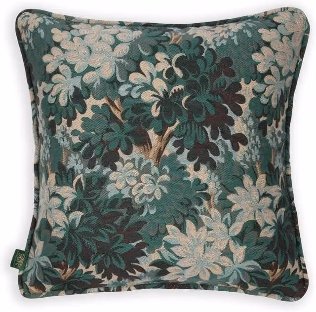 House of Hackney Silva Medium Piped Jacquard Square Cushion in Blue and Green, W/D/H: 45 x 45 x 45 cm
