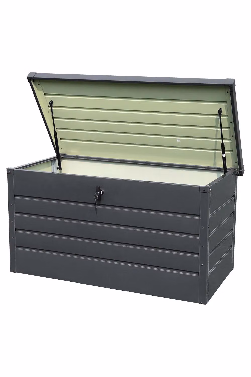 H&O Direct Garden Lockable Metal Storage Box for Tools in Matt Black – 3