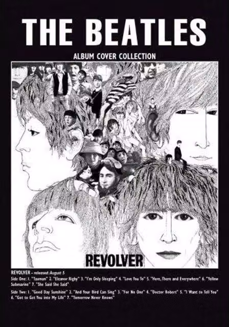 The Beatles Revolver Postcard in Black and White