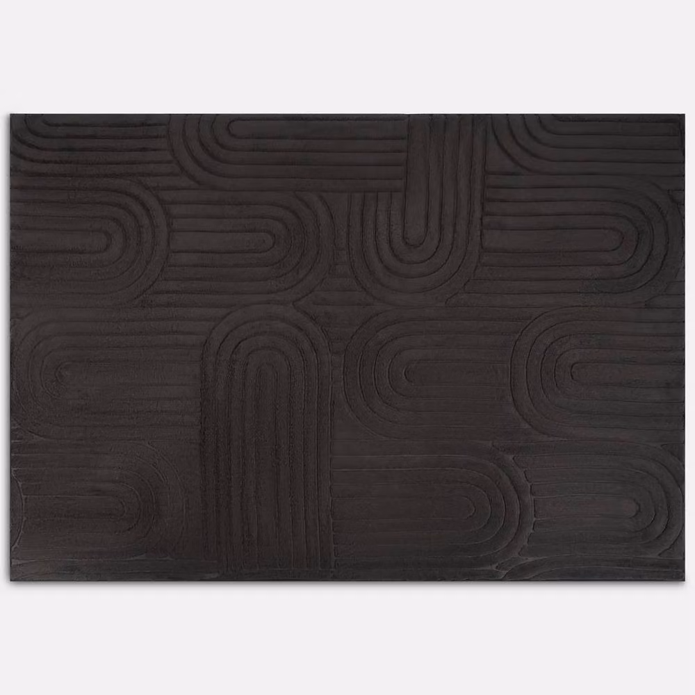 OHS Tufted Arches Black Non-Slip Geometric Area Rug, W: 160 cm, D: 230 cm – 2