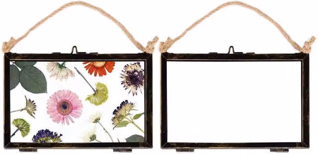 Nicola Spring Vintage Black Hanging Metal Rectangular Photo Frames with Glass, Pack of 2, 10.16 x 10.16 cm