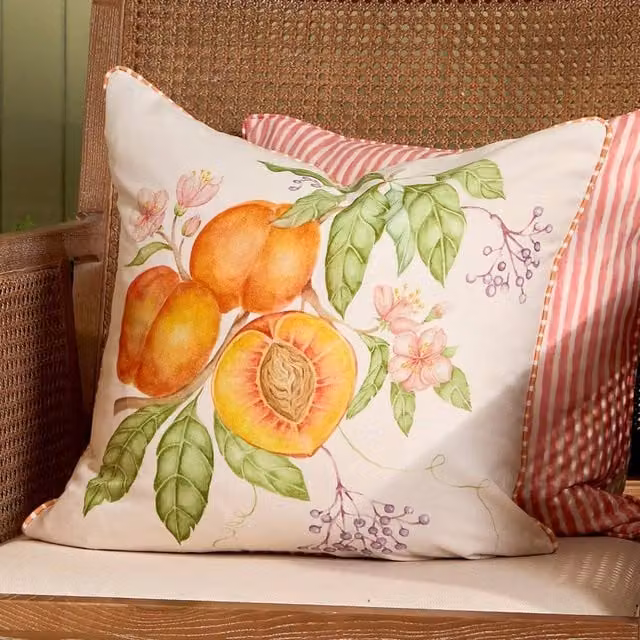 Voyage Maison Peach Harvest Printed Outdoor Cushion, Orange and Multicolour, W/D/H: 43 x 43 x 43 cm – 1