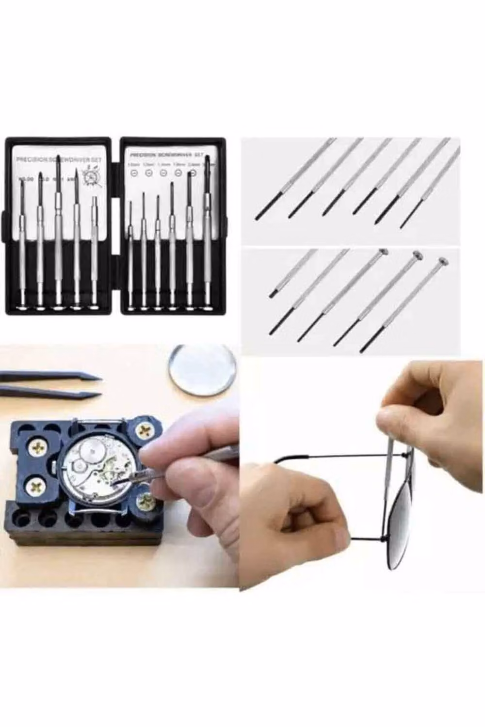 KDMD 11 Piece Precision Magnetic Steel Screwdriver Set for Glasses and Watches in Silver – 3
