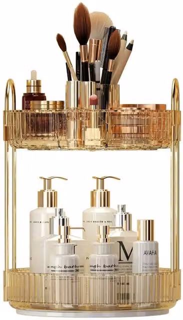 KORVIXA Gold Cosmetic Storage Box and Perfume Display Stand – 1
