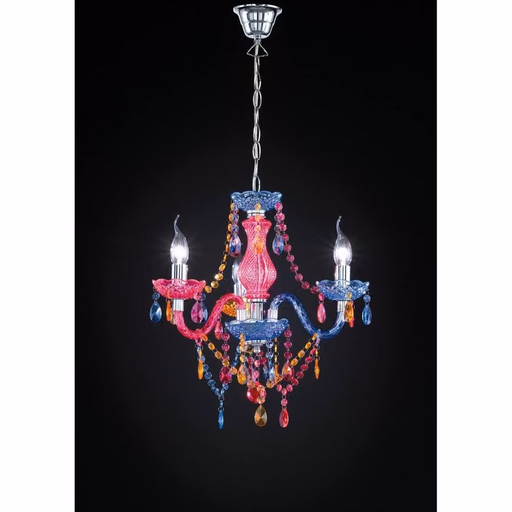 Netlighting Lüster Young 3 Light Multi Arm Chandelier in Chrome and Grey with Crystal Details – 2
