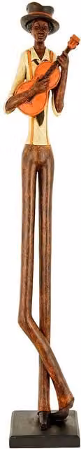 Hill Interiors Standing Jazz Band Strings Guitar in Brown