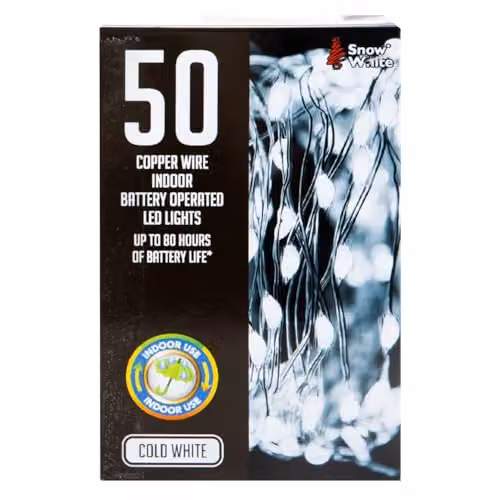 VFM e-Store Indoor Copper Wire Christmas Lights in Cool White (50 LEDs) – 2