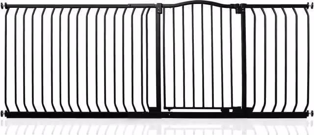 Safetots Curved Top Safety Gate in Matt Black, Extendable and No-Drill Swing Door for Doors and Stairs, Width: 198 cm - 207 cm