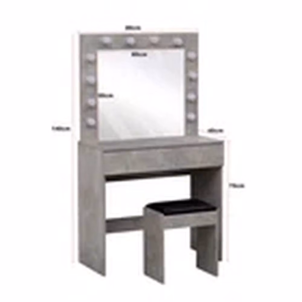 EONLION Modern Dressing Table Set with LED Hollywood Mirror and Stool in Grey – 2
