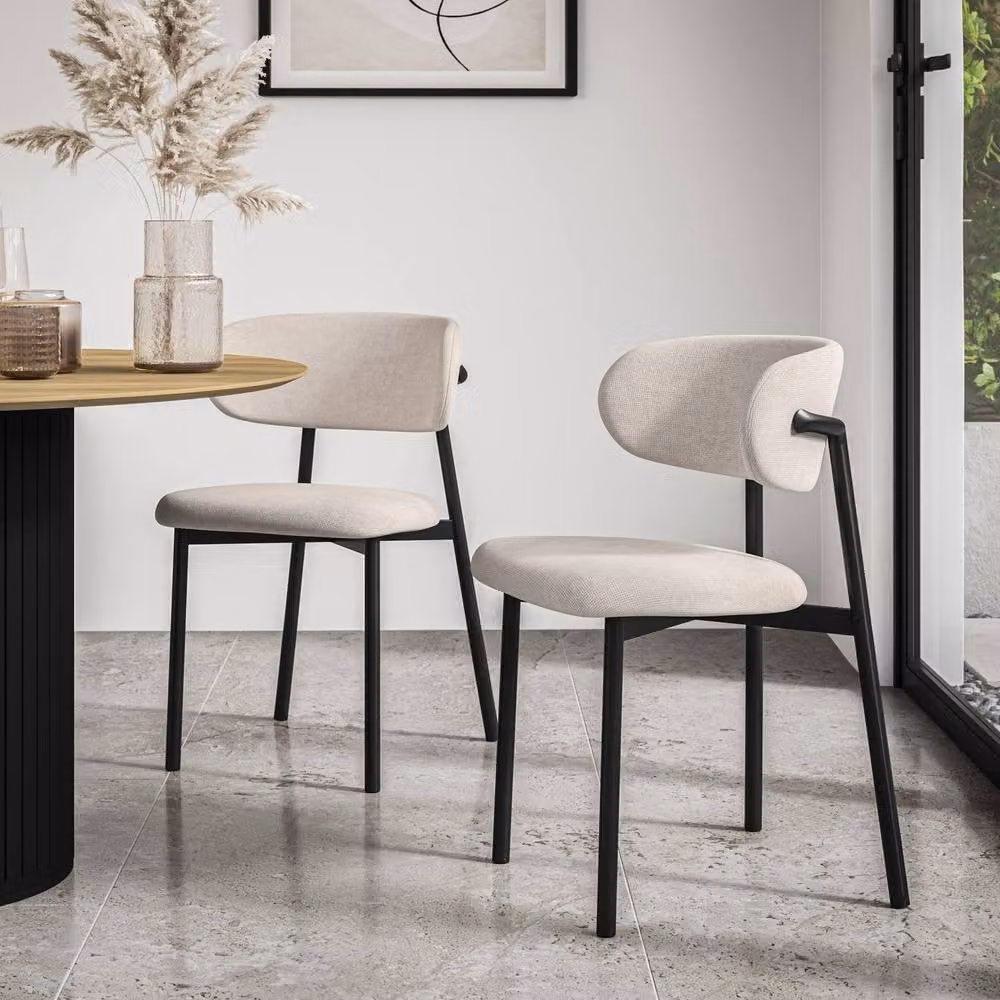 More4Homes Myla Linen Upholstered Dining Chairs Set of 4 in Beige – 2