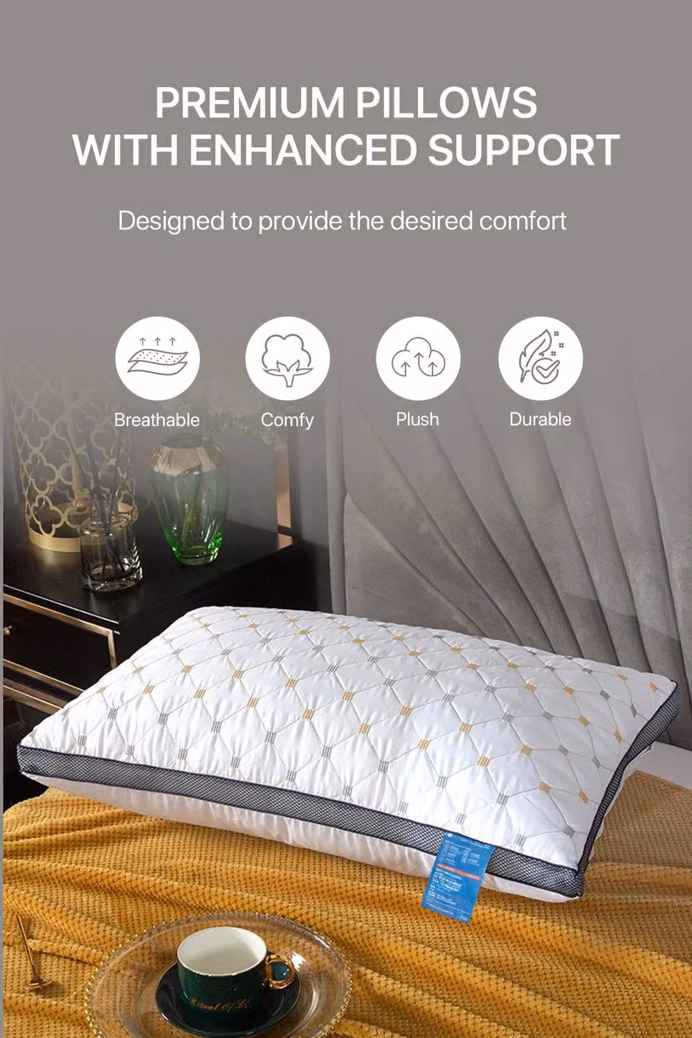 Garden Sanctuary Height Adjustable Microfibre and Polyester Pillow Insert in White – 4