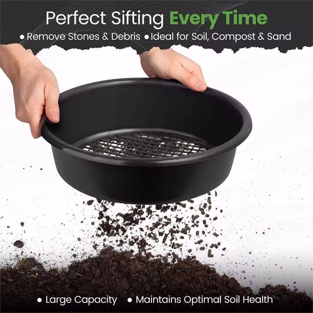 Nordara Large Round Plastic Garden Soil Sieve in Black – 3
