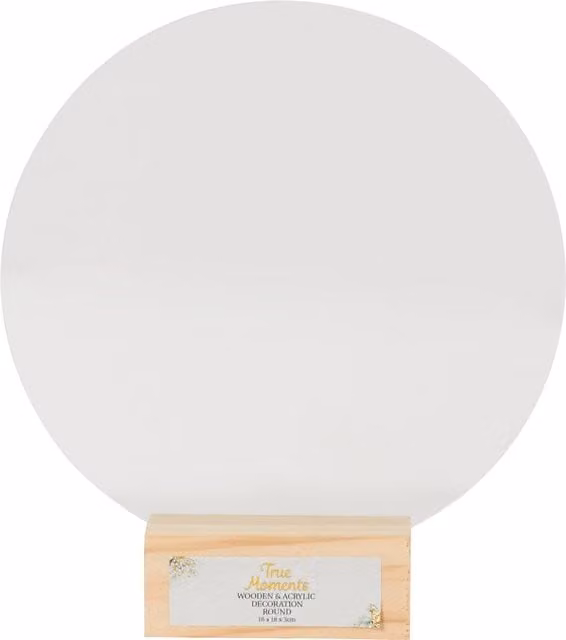 True Moments Round Wooden and Acrylic Tabletop Decoration in White