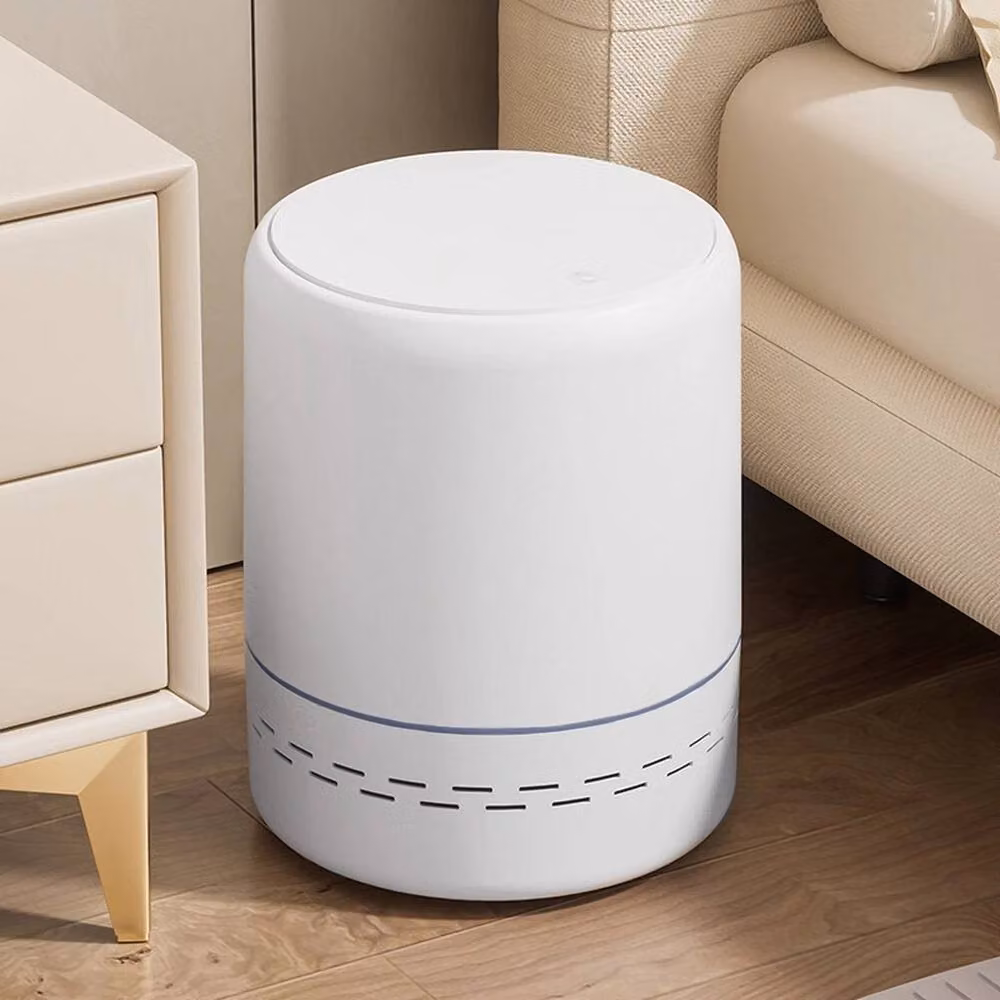 Havendro White Plastic Toilet Trash Can with Touch Press Lid Cover – 2