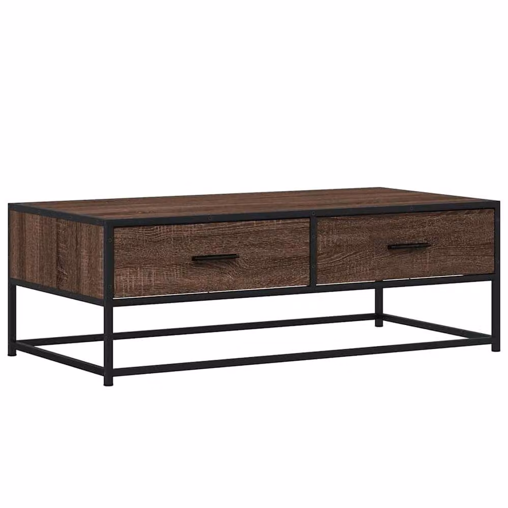 Berkfield Home Brown Oak Coffee Table with Metal Sled Base, W/D/H: 100 x 50 x 35 cm – 2
