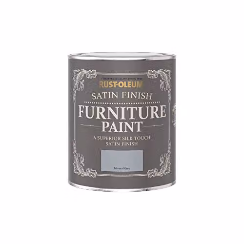 Rust-Oleum Water-Based Satin Furniture and Skirting Board Paint in Mineral Grey, 750ml – 2