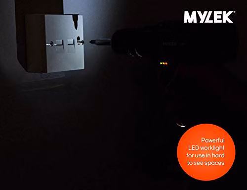 Mylek 18V Li-ion Cordless Drill Driver Set with 131 Piece Combi Accessory Kit and LED Worklight, Blue – 4