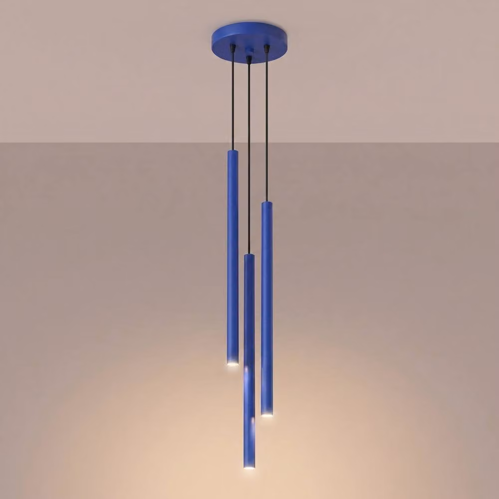 Sollux Lighting Modern Cobalt Blue Pendant Lamp with 3 Lights, W/D/H: 115 x 19.5 x 19.5 cm – 3